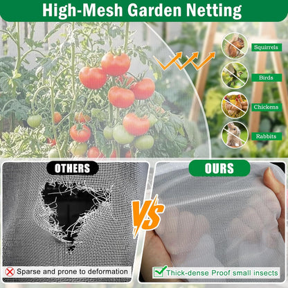 2 Pack Garden Netting Covers, 3.9X2FT Raised Bed Plant Netting, 10 Stakes