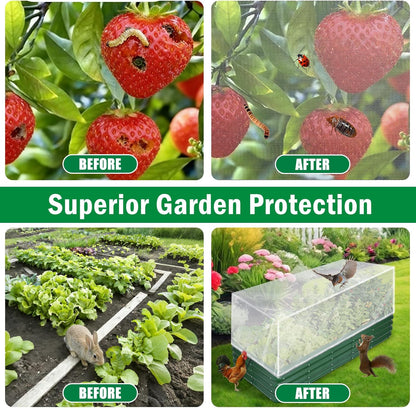 2 Pack Garden Netting Covers, 3.9X2FT Raised Bed Plant Netting, 10 Stakes