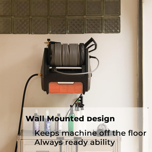 Grandfalls Pressure Washer PRO, Wall Mount Pressure Washer Electric with 100ft Retractable Hose Reel, Power Washer Reel Wall Mounted, Power Corded, Perfect for Cleaning