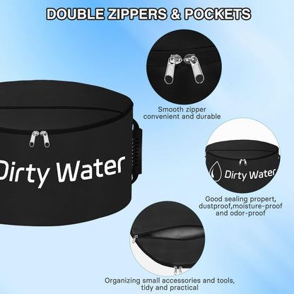 1 Pack RV Sewer Hose Storage Bag, Waterproof Black Dual Zipper