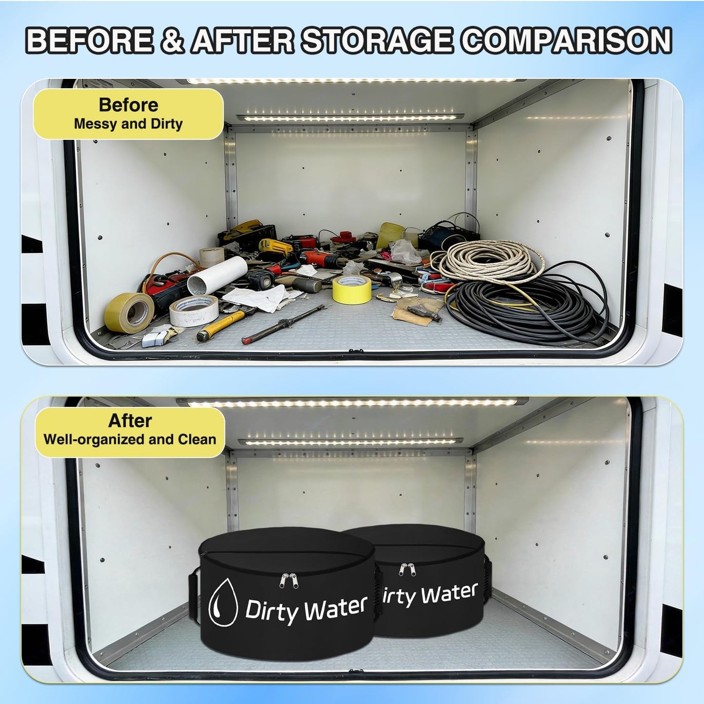 1 Pack RV Sewer Hose Storage Bag, Waterproof Black Dual Zipper