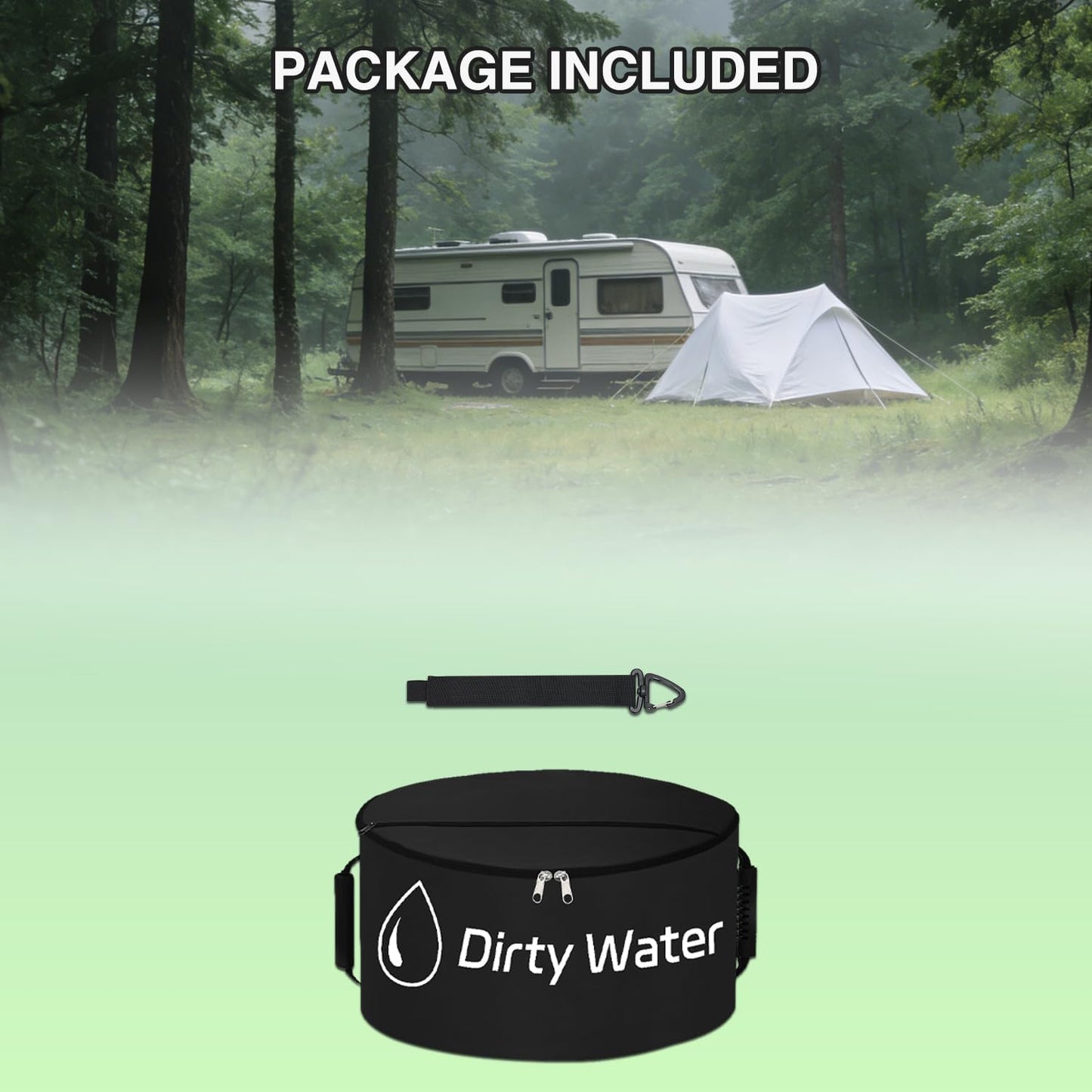 1 Pack RV Sewer Hose Storage Bag, Waterproof Black Dual Zipper