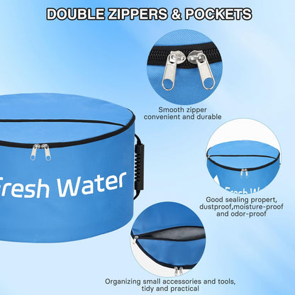 1 Pack RV Sewer Hose Storage Bag, Waterproof Black Dual Zipper