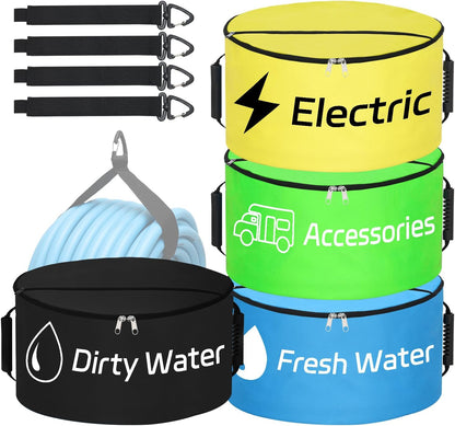 1 Pack RV Sewer Hose Storage Bag, Waterproof Black Dual Zipper
