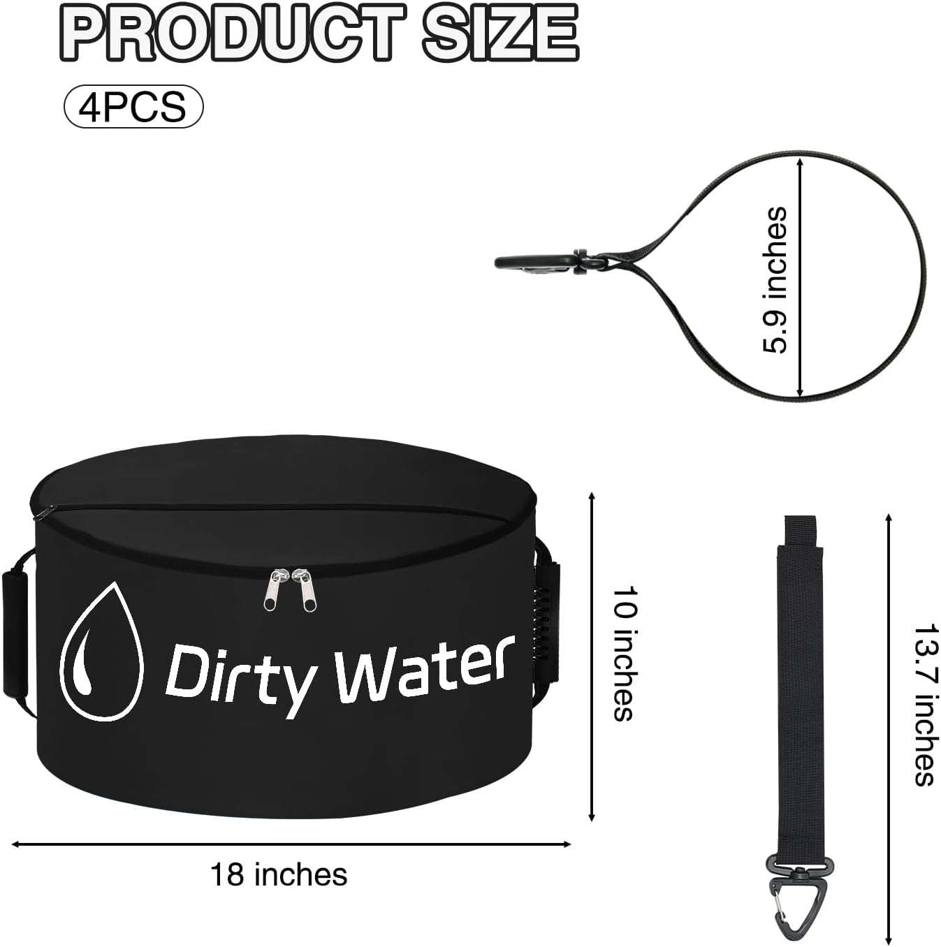 1 Pack RV Sewer Hose Storage Bag, Waterproof Black Dual Zipper