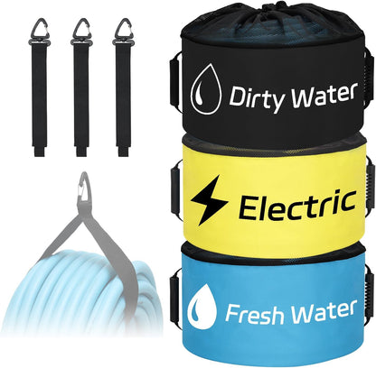 1 Pack RV Sewer Hose Storage Bag, Waterproof Black Dual Zipper