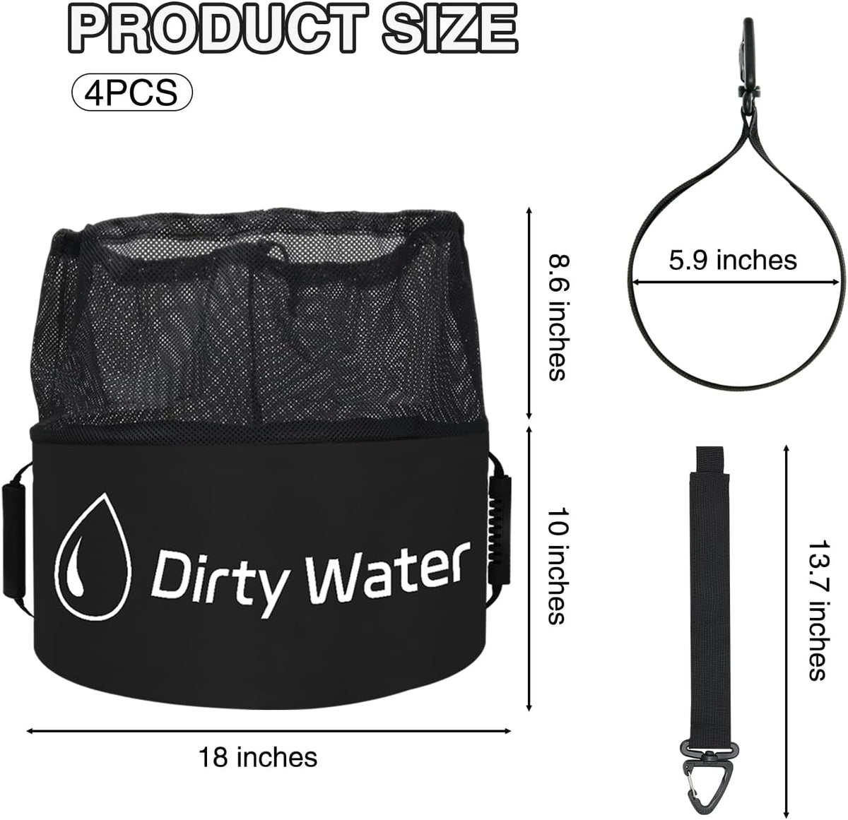 1 Pack RV Sewer Hose Storage Bag, Waterproof Black Dual Zipper