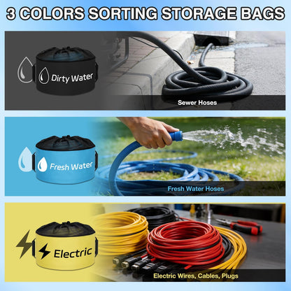 1 Pack RV Sewer Hose Storage Bag, Waterproof Black Dual Zipper