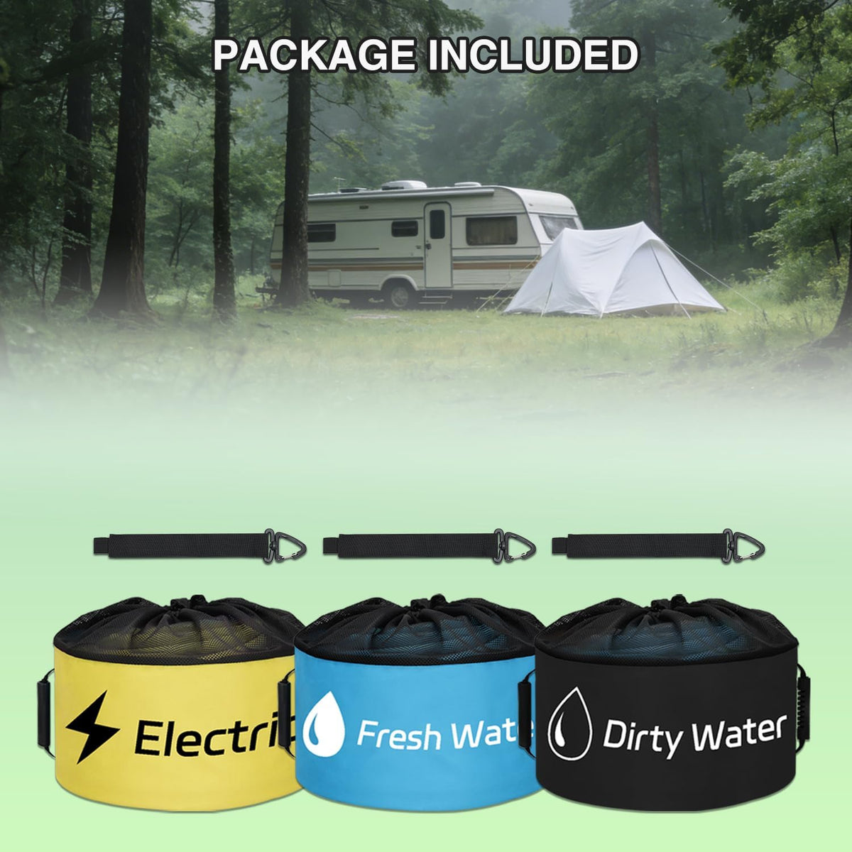 1 Pack RV Sewer Hose Storage Bag, Waterproof Black Dual Zipper