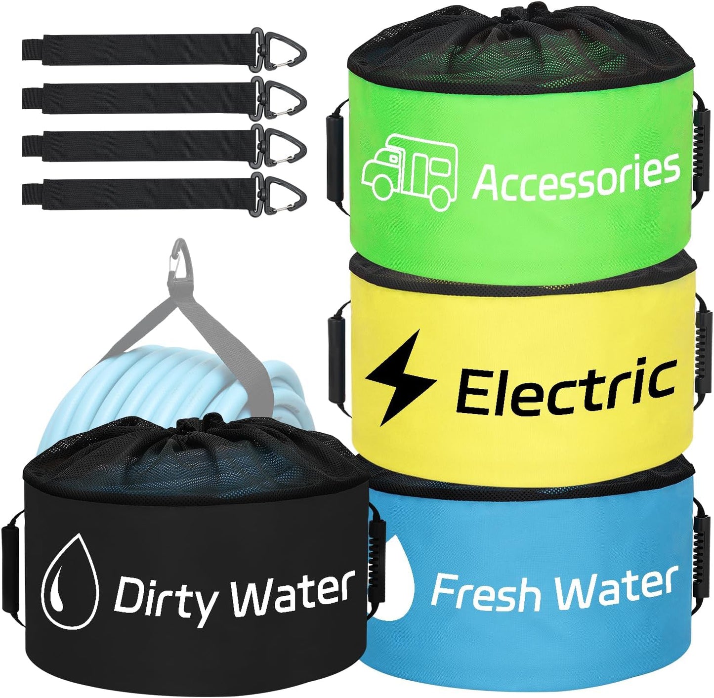 1 Pack RV Sewer Hose Storage Bag, Waterproof Black Dual Zipper