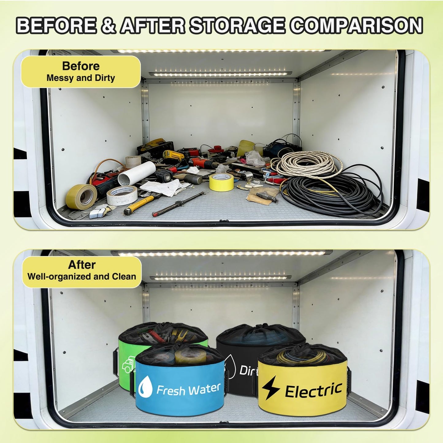 1 Pack RV Sewer Hose Storage Bag, Waterproof Black Dual Zipper
