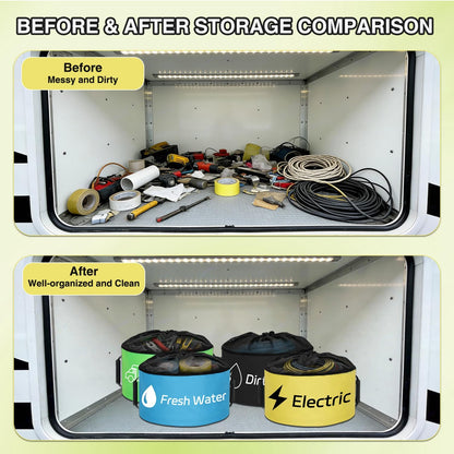 1 Pack RV Sewer Hose Storage Bag, Waterproof Black Dual Zipper