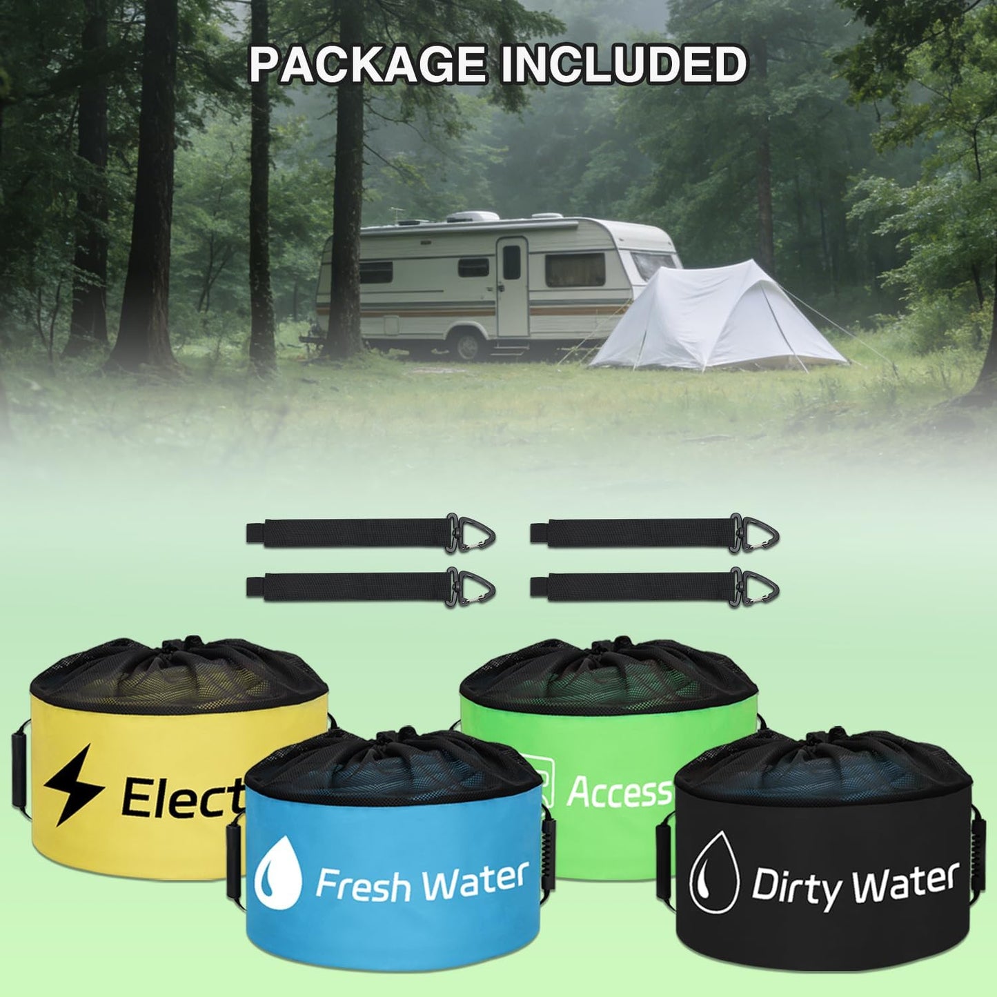 1 Pack RV Sewer Hose Storage Bag, Waterproof Black Dual Zipper