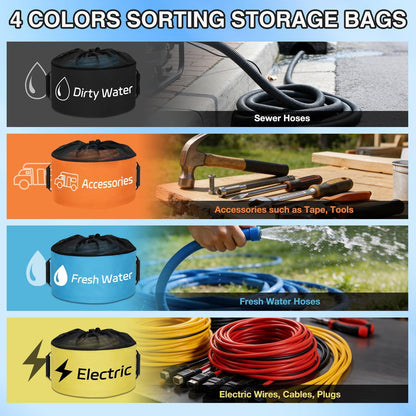 1 Pack RV Sewer Hose Storage Bag, Waterproof Black Dual Zipper