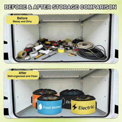 1 Pack RV Sewer Hose Storage Bag, Waterproof Black Dual Zipper