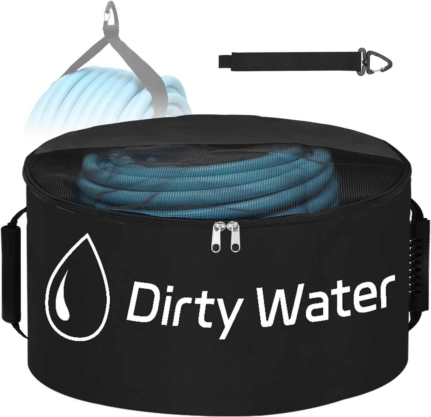 1 Pack RV Sewer Hose Storage Bag, Waterproof Black Dual Zipper