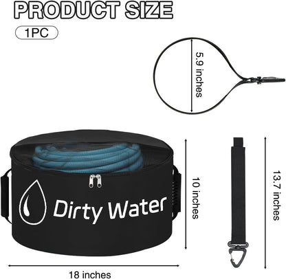 1 Pack RV Sewer Hose Storage Bag, Waterproof Black Dual Zipper