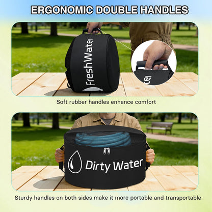 1 Pack RV Sewer Hose Storage Bag, Waterproof Black Dual Zipper