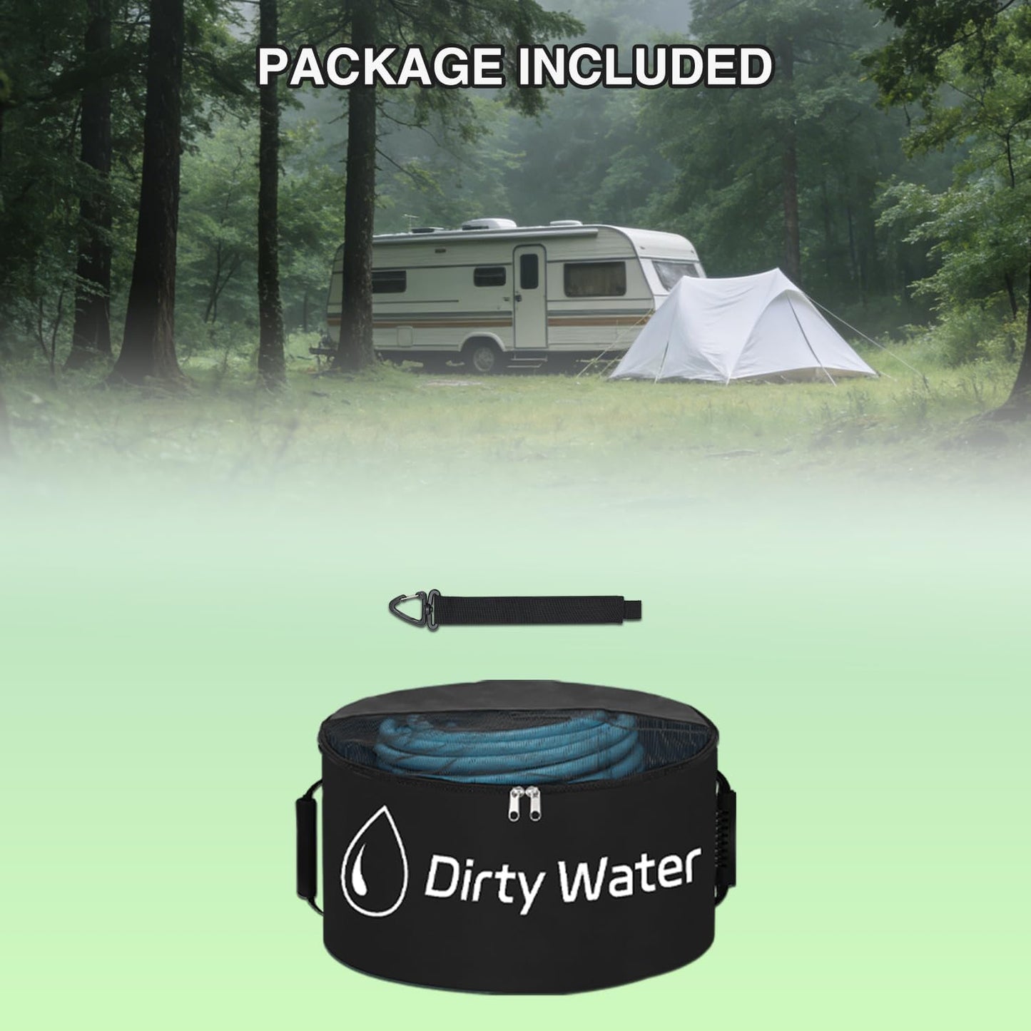 1 Pack RV Sewer Hose Storage Bag, Waterproof Black Dual Zipper