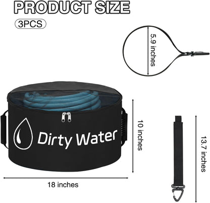 1 Pack RV Sewer Hose Storage Bag, Waterproof Black Dual Zipper