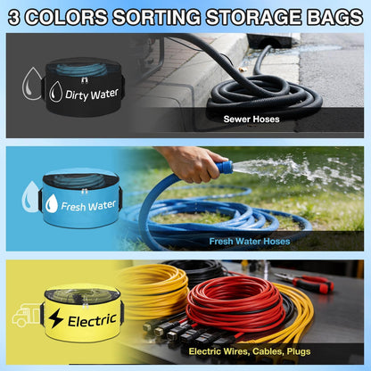 1 Pack RV Sewer Hose Storage Bag, Waterproof Black Dual Zipper