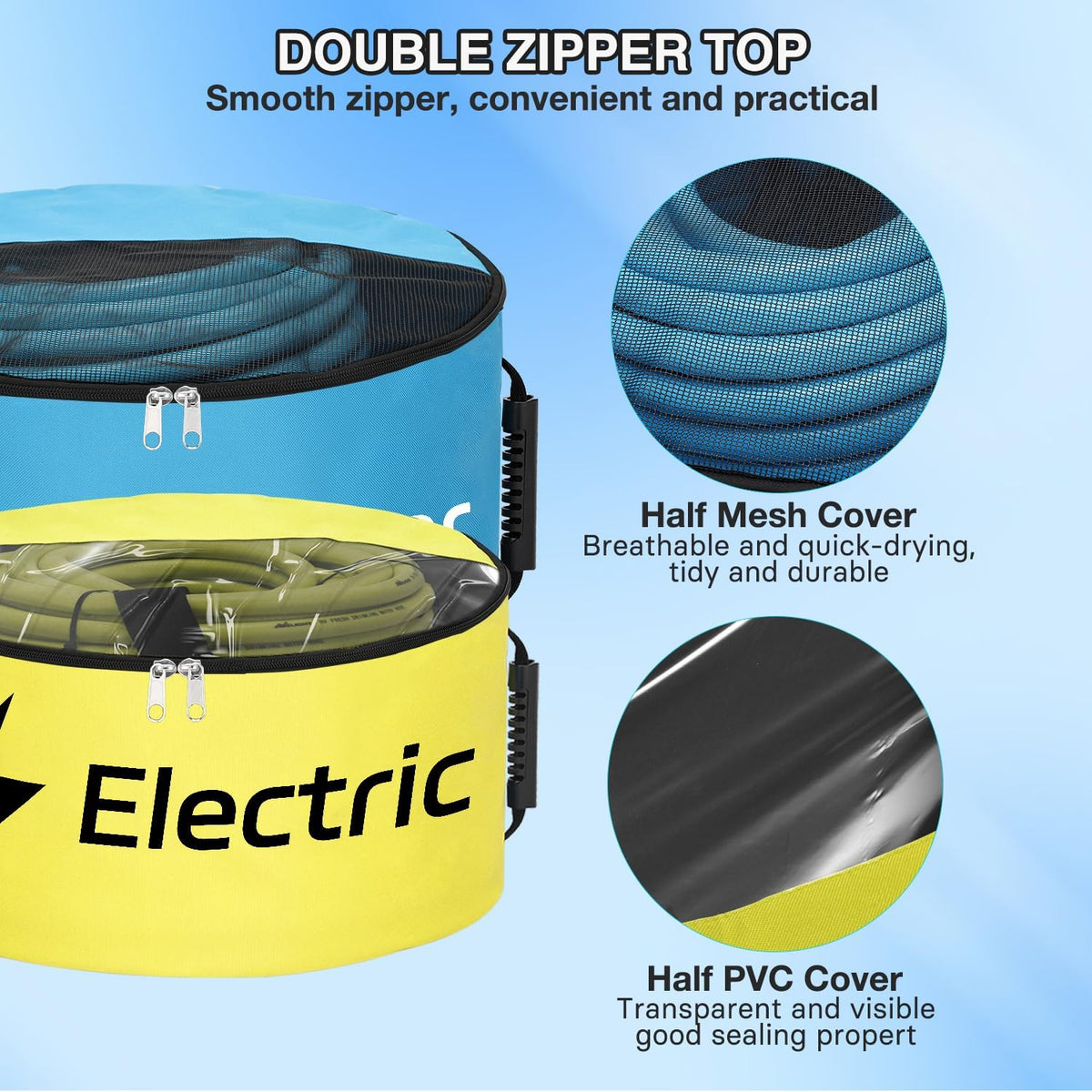 1 Pack RV Sewer Hose Storage Bag, Waterproof Black Dual Zipper