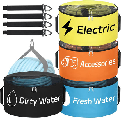 1 Pack RV Sewer Hose Storage Bag, Waterproof Black Dual Zipper