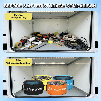 1 Pack RV Sewer Hose Storage Bag, Waterproof Black Dual Zipper