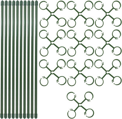 12 Inch Plant Support Stakes, with Adjustable Retaining Ring Green Plant Sticks Support Stakes for Indoor and Outdoor Plants,Flowers,Climbing(10Pcs)