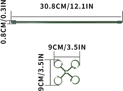 12 Inch Plant Support Stakes, with Adjustable Retaining Ring Green Plant Sticks Support Stakes for Indoor and Outdoor Plants,Flowers,Climbing(10Pcs)