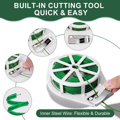 Twist Ties, 262 Feet Sturdy Garden Plant Ties with Built-in Cutter