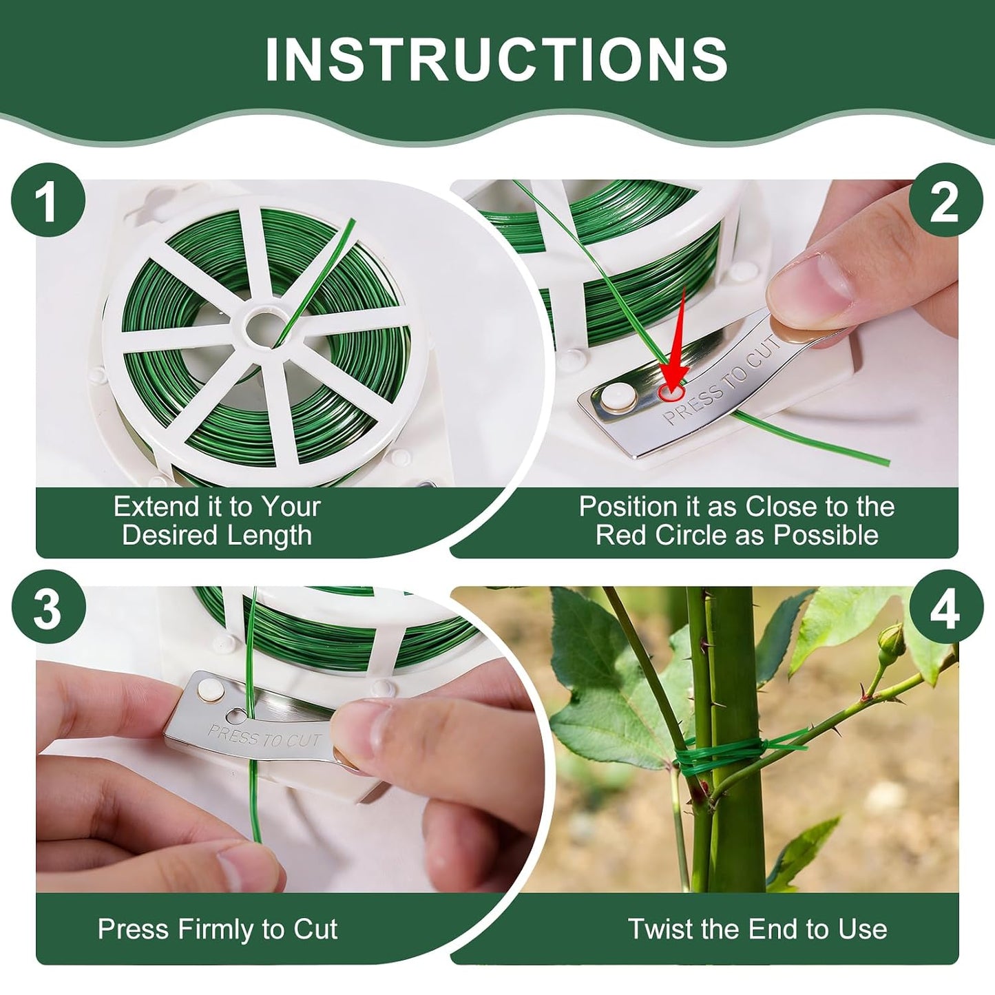 Twist Ties, 262 Feet Sturdy Garden Plant Ties with Built-in Cutter