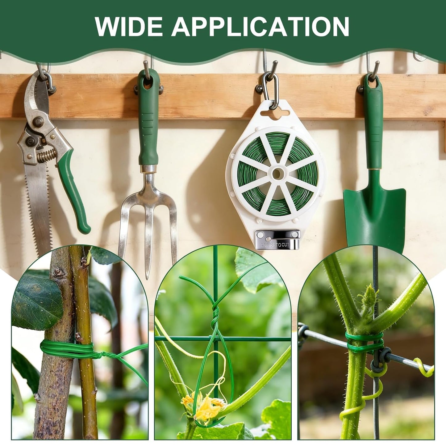 Twist Ties, 262 Feet Sturdy Garden Plant Ties with Built-in Cutter