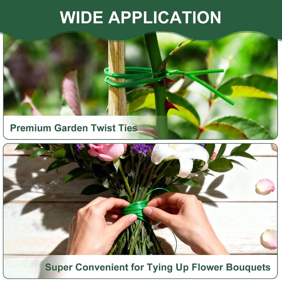 Twist Ties, 262 Feet Sturdy Garden Plant Ties with Built-in Cutter