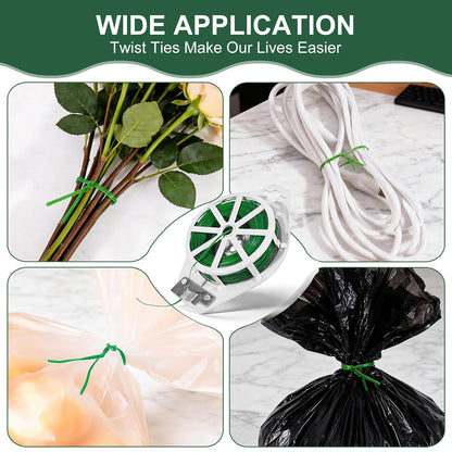 Twist Ties, 262 Feet Sturdy Garden Plant Ties with Built-in Cutter