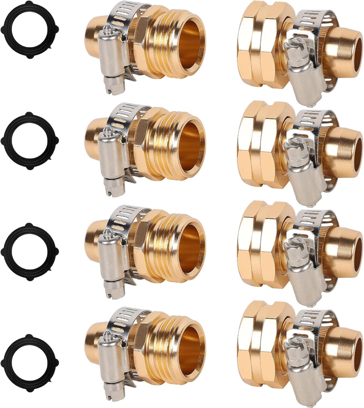 Triumpeek Garden Hose Repair Connector, 4 Sets, Aluminum
