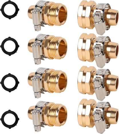 Triumpeek Garden Hose Repair Connector, 4 Sets, Aluminum