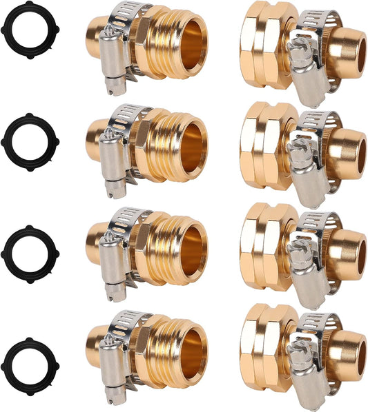Triumpeek Garden Hose Repair Connector, 4 Sets, Aluminum