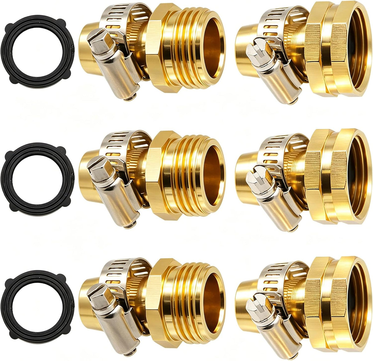 Triumpeek Garden Hose Repair Connector, 4 Sets, Aluminum