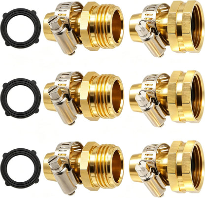 Triumpeek Garden Hose Repair Connector, 4 Sets, Aluminum