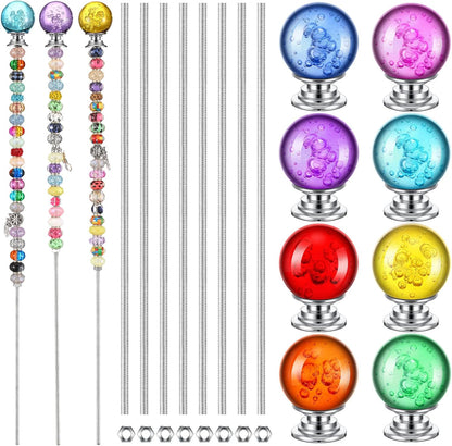 Pack of 8 Garden Beaded Stakes Wands Kit DIY Mini Fairy Sticks Rods