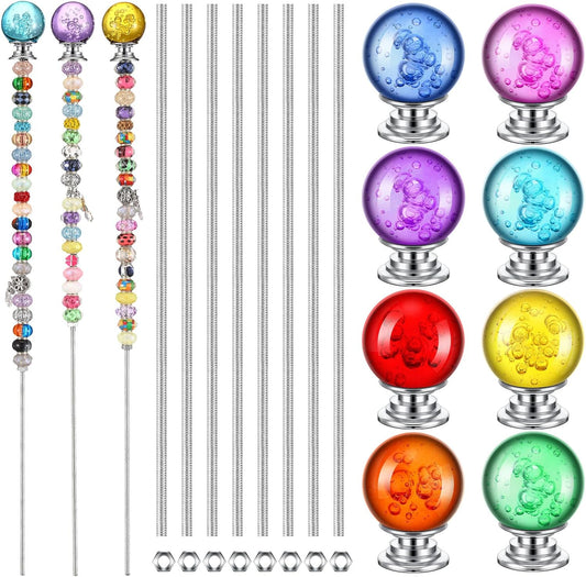 Pack of 8 Garden Beaded Stakes Wands Kit DIY Mini Fairy Sticks Rods