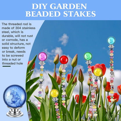 Pack of 8 Garden Beaded Stakes Wands Kit DIY Mini Fairy Sticks Rods