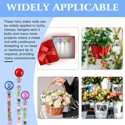 Pack of 8 Garden Beaded Stakes Wands Kit DIY Mini Fairy Sticks Rods