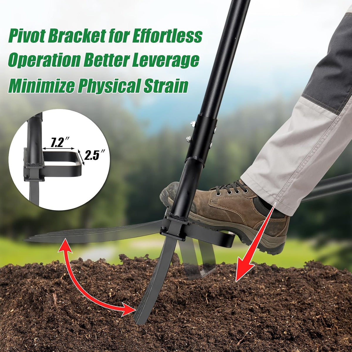 5-Tine Heavy Duty Garden Fork, 69" Metal Pitch Fork with Ergonomic D-Grip Handle for Digging, Weeding, Soil Loosening, Composting