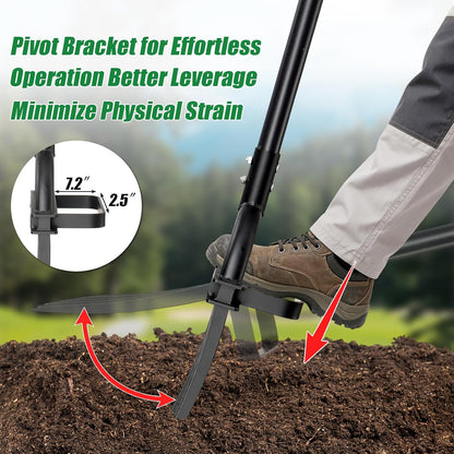5-Tine Heavy Duty Garden Fork, 69" Metal Pitch Fork with Ergonomic D-Grip Handle for Digging, Weeding, Soil Loosening, Composting