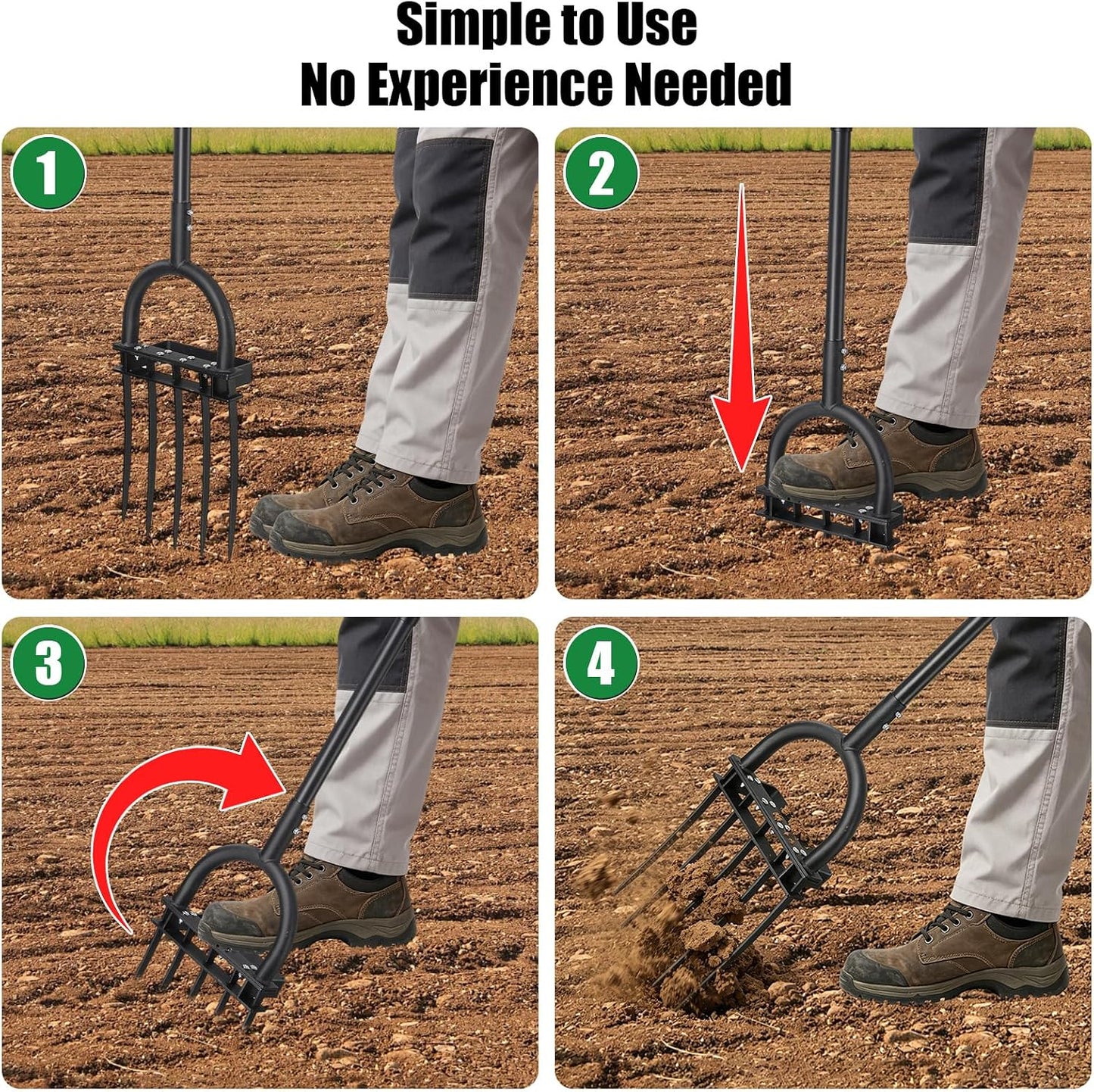 5-Tine Heavy Duty Garden Fork, 69" Metal Pitch Fork with Ergonomic D-Grip Handle for Digging, Weeding, Soil Loosening, Composting