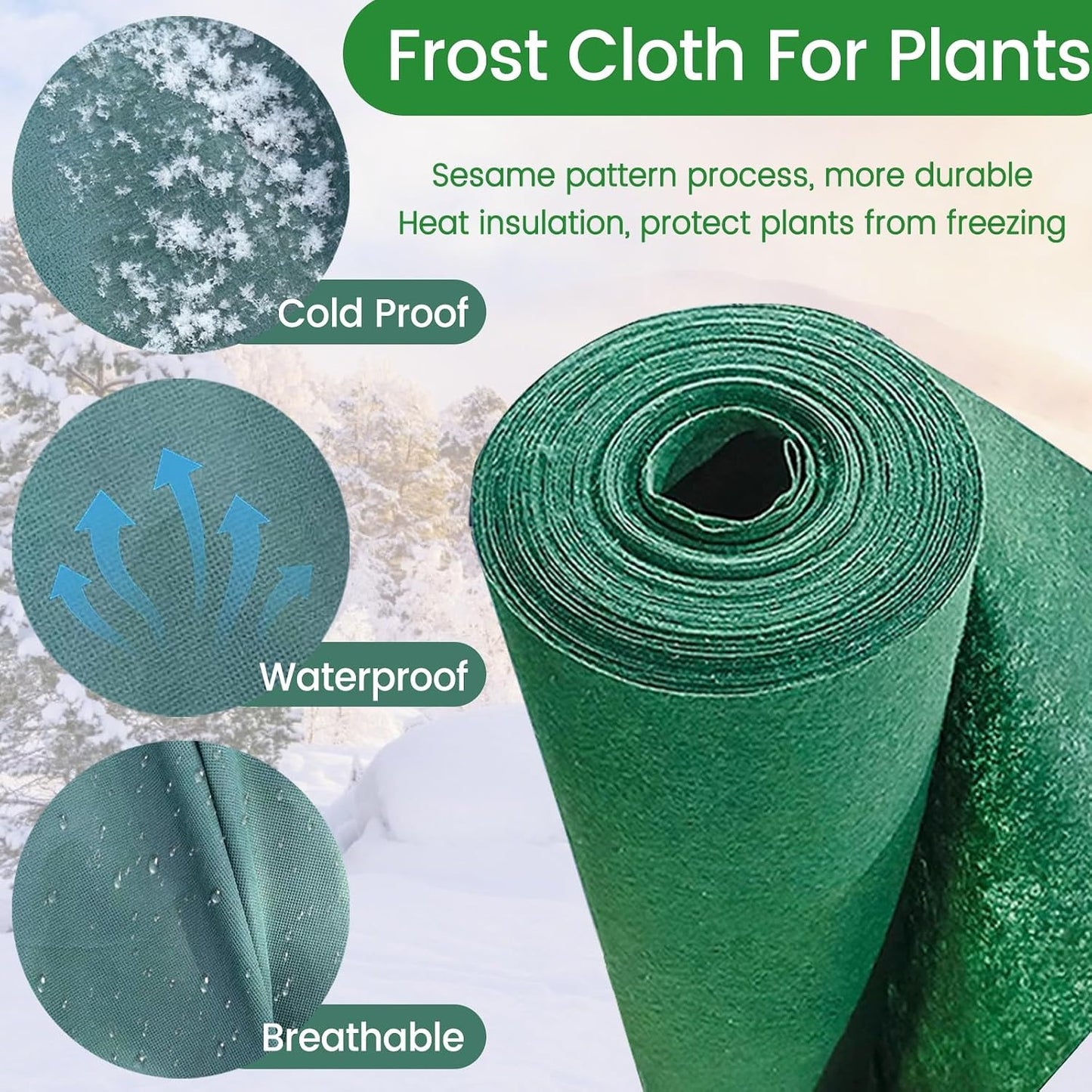 Insulated Plant Covers for Winter, All-Weather Floating Row Cover for Outdoor Garden Bush Plants, Green Planket Frost Protection Plant Cover Reusable Easy to Cut(3.2x328ft/1x100m)
