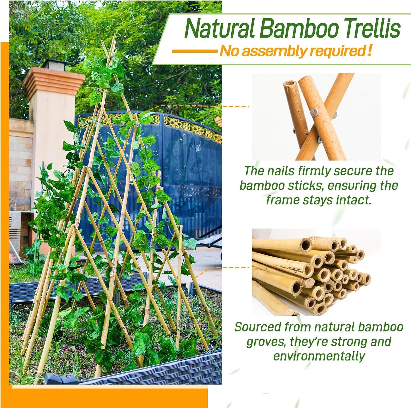 4ft Expandable Bamboo Teepee Trellis for Climbing Plants, Self-Standing Natural Bamboo Trellis for Plant Support, Folding Garden Trellis for Vines Flowers Vegetable Indoor Outdoor