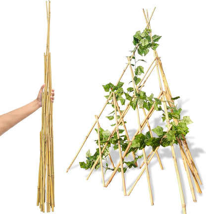 4ft Expandable Bamboo Teepee Trellis for Climbing Plants, Self-Standing Natural Bamboo Trellis for Plant Support, Folding Garden Trellis for Vines Flowers Vegetable Indoor Outdoor